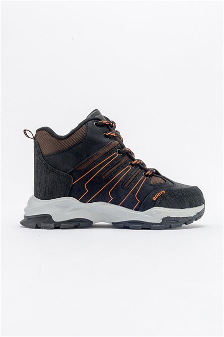 Kids Hiking Boots - Black with Orange #411586