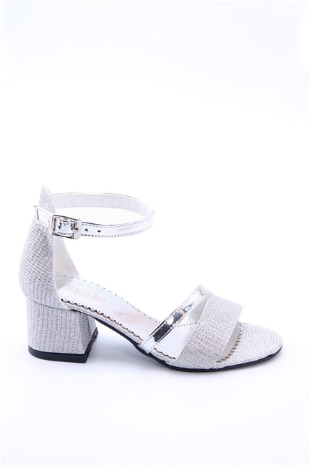 Children's Heeled Sandals 8089 - Silver #360714