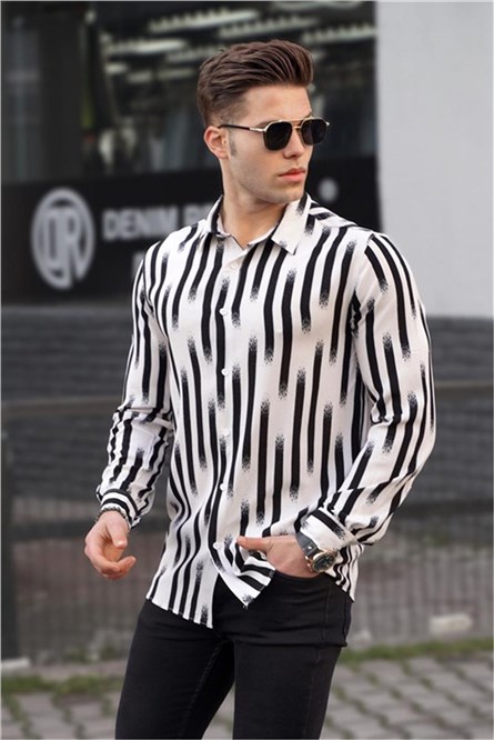 Men's shirt - Cream with Black #329279