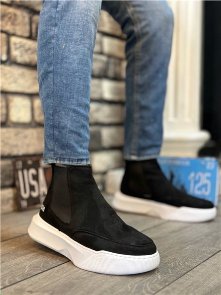 Men's Suede Sports Boots BA0150 - Black with White #411020