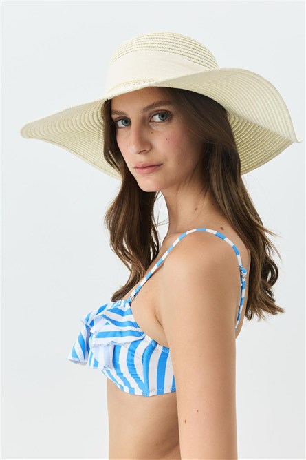 Wide Brim Straw Beach Hat Y25730-10  #451906