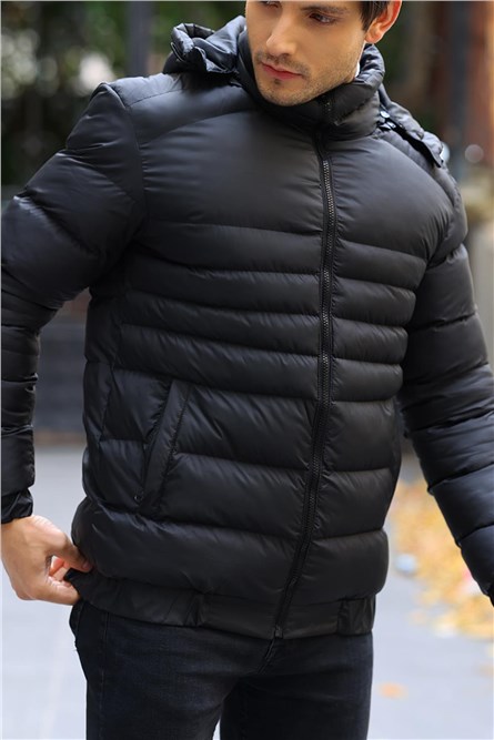 Men's Waterproof Windproof Jacket With Detachable Hood - Black #409681
