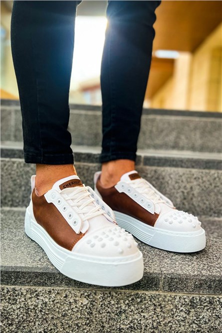 CH169 CBT Lace Up Men's Shoes - White with Taba #410627