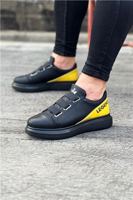 Men's Casual Shoes WG029 - Black with Yellow #411016