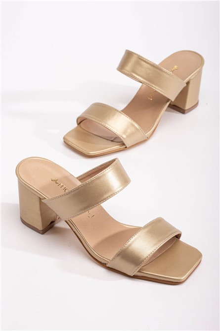 Women's Heeled Slippers - Gold #370790