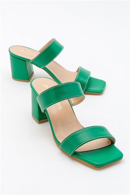 Women's Heeled Slippers - Green #381703