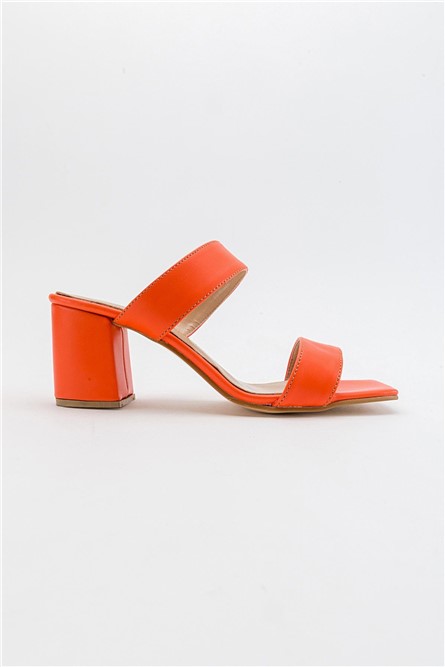 Women's Heeled Slippers - Orange #371279
