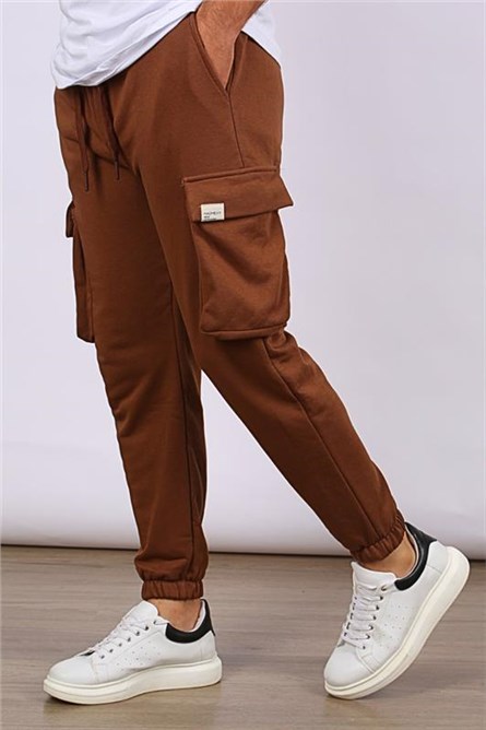 Men's Sports Bottoms with Cargo Pockets 6514 - Brown #385622