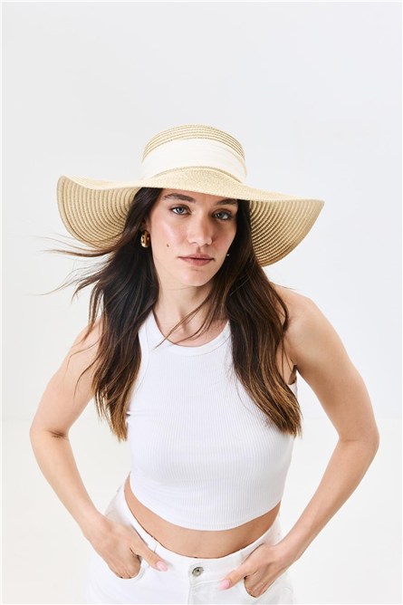 Wide Brim Straw Beach Hat Y25730-10  #451909