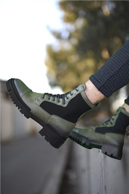 Men's Lace Up Boots - Khaki #402213