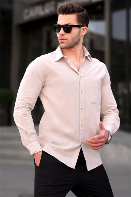 Men's Regular Fit Shirt 5592 - Beige #394929