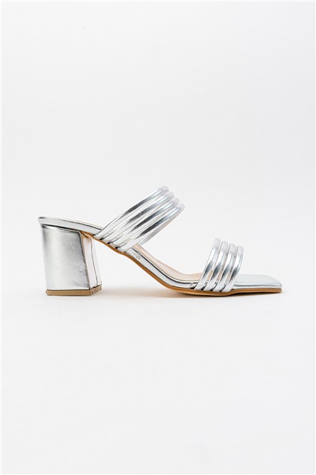 Women's Heeled Slippers - Silver #381679