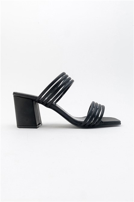 Women's Heeled Slippers - Black #381683