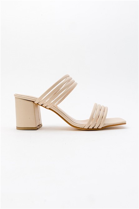 Women's Heeled Slippers - Beige #381681