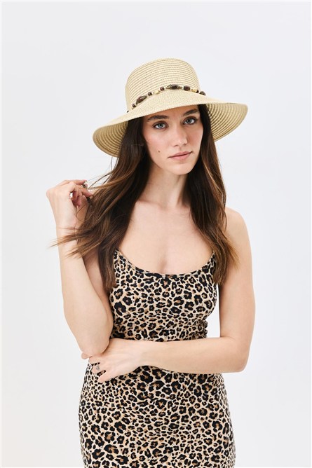 Straw Beach Hat  Y25730-19 Bej  #451936
