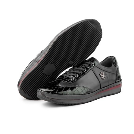 Men's Genuine Leather Casual Shoes - Black 