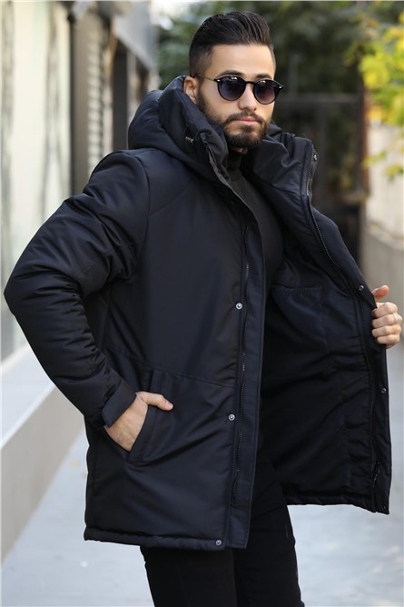 DPA-170 Men's Waterproof Hooded Parka Jacket - Black #408262
