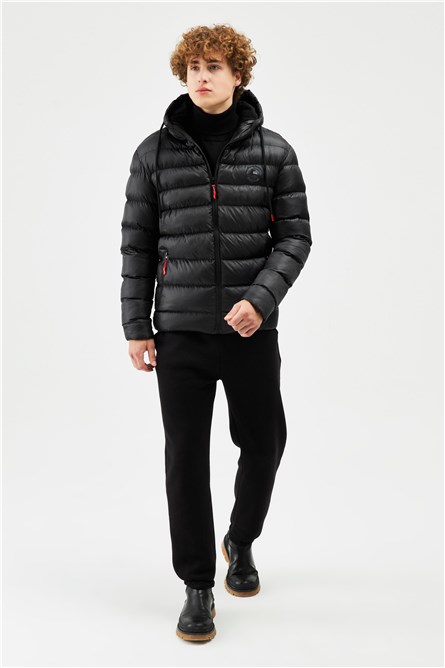 M-220 Men's Waterproof Windproof Hooded Jacket - Black #408308