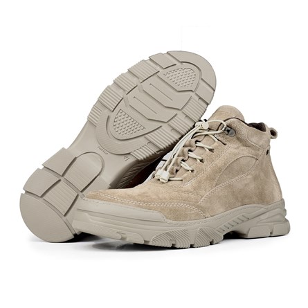Ducavelli Men's Real Suede Boots - Light Beige 