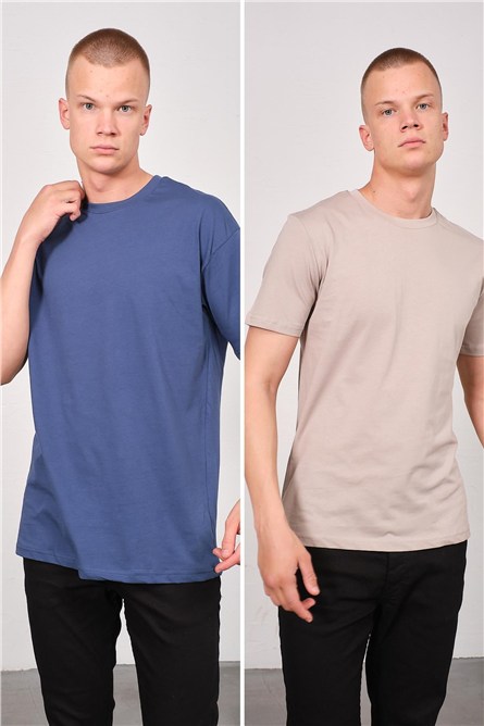 Men's Bicycle Neck 2-Pack Oversize Basic T-Shirt 991  #451387