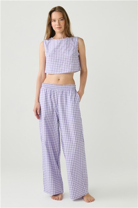 DayJamas Pötikare Crop Pantolon Takım Lila  #452623