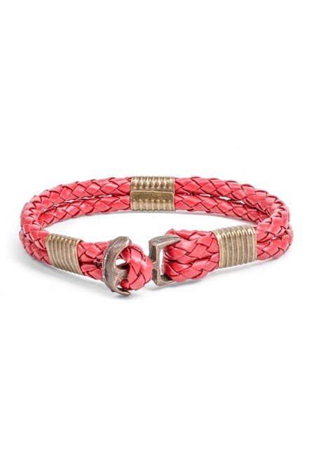 Men's leather bracelet - Red 20230901024