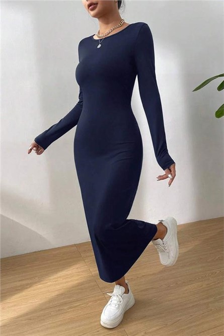 Women's Long Sleeve Long Dress MG1947 - Dark Blue #406918
