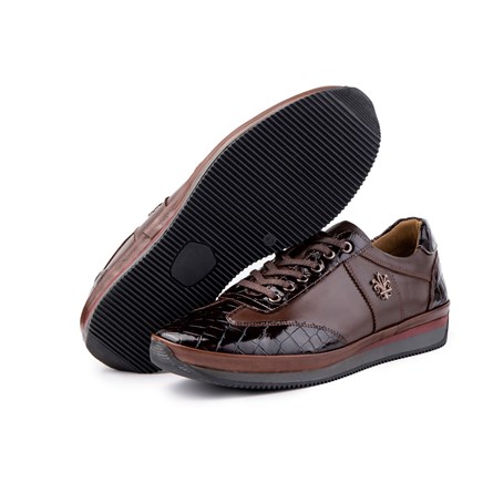 Men's Genuine Leather Casual Shoes - Brown 