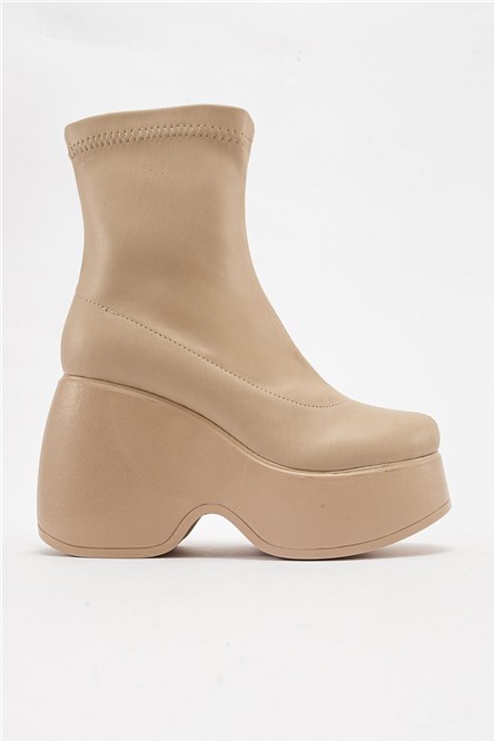 Women's Platform Boots - Beige #410895
