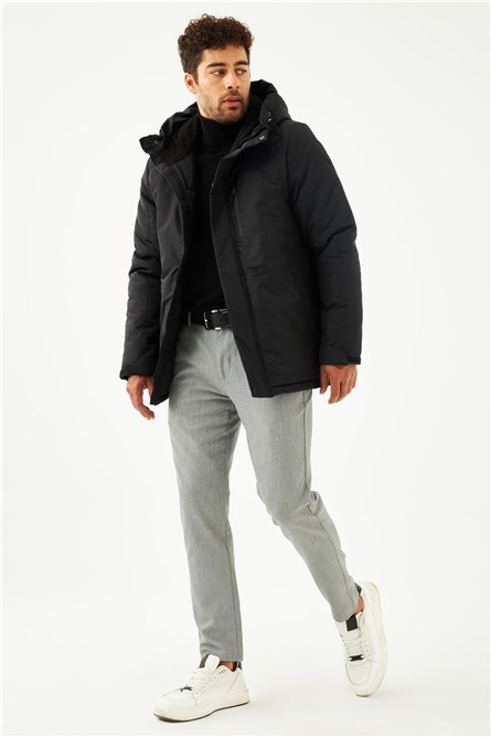 QPA Men's Waterproof Windproof Hooded Jacket - Black #409568