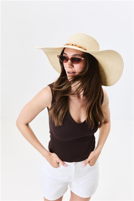 Wide Brim Straw Beach Hat Y25730-12  #451916