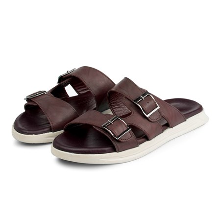 Ducavelli Men's Genuine Leather Slippers - Brown 