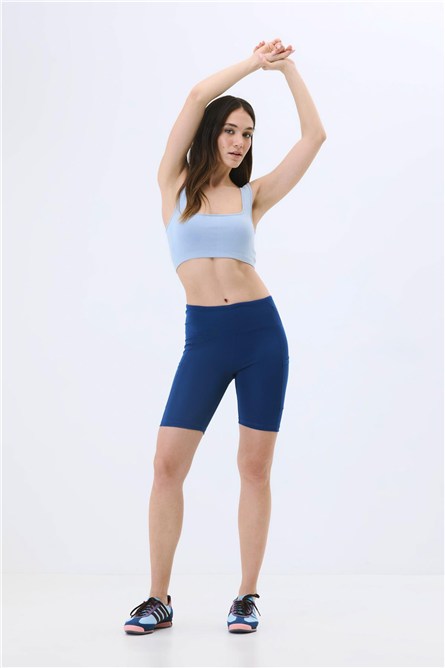 High-Waisted Double-Pocket Short Leggings 9417  #452142