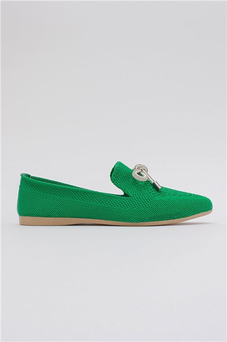 Women's textile ballet flats - Green #385397