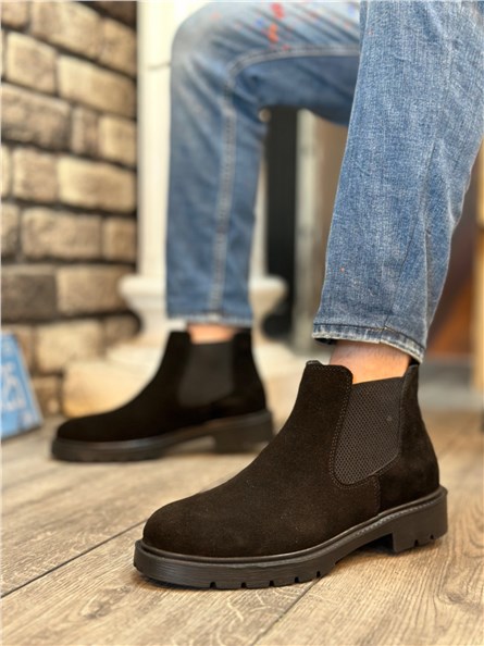 Men's Natural Suede Sports Boots BA0319 - Black #406431