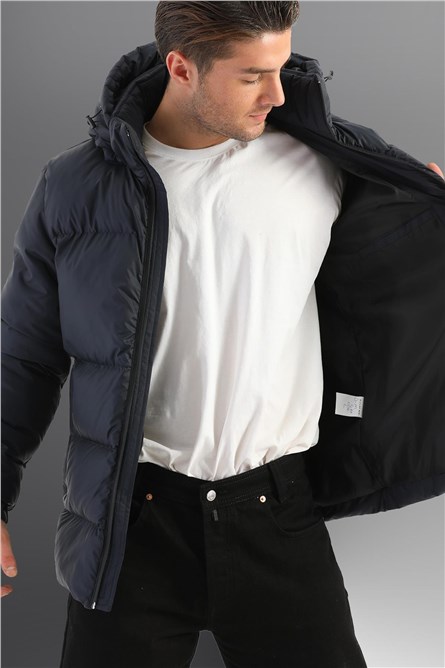 DDM-4 Men's Waterproof and Windproof Jacket with Detachable Hood - Navy Blue #408226