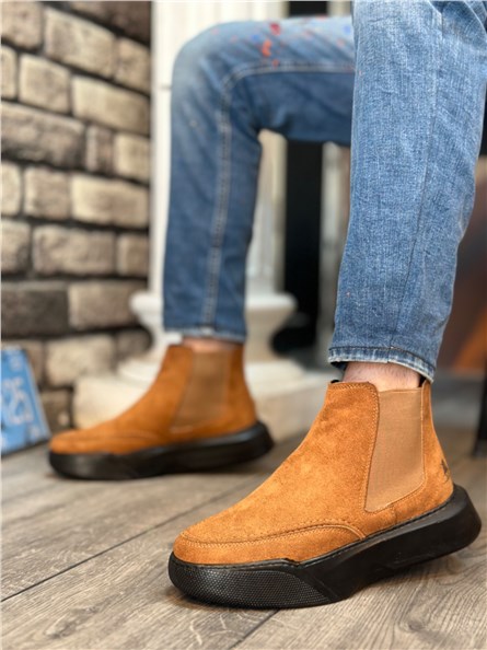 Men's suede boots with side elastics BA0150 - Taba #406425