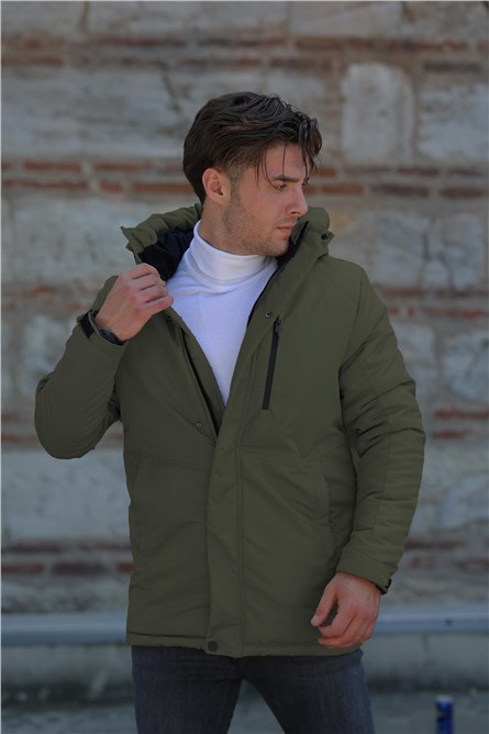 GPA-170 Men's Waterproof Windproof Hooded Jacket - Khaki #409106