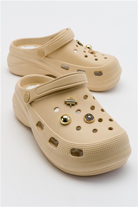 Women's clog type slippers - Beige #381770