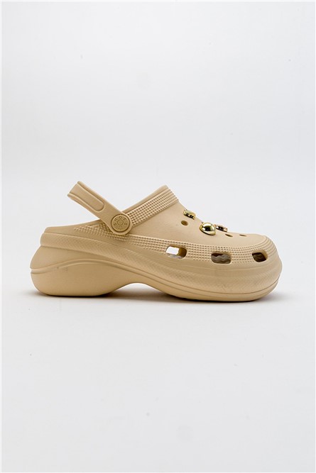 Women's clog type slippers - Beige #381770