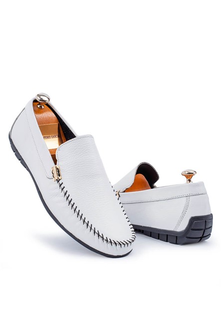 ALEXANDER GARCIA Men's Genuine Leather Moccasins - White 20230321103