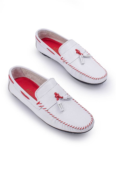 ALEXANDER GARCIA Pánske mokasíny z pravej kože – biela 20230321131