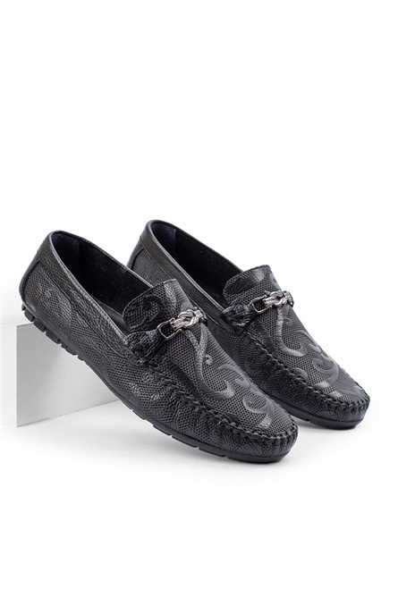 ALEXANDER GARCIA Men's Genuine Leather Moccasins - Black 20230321112