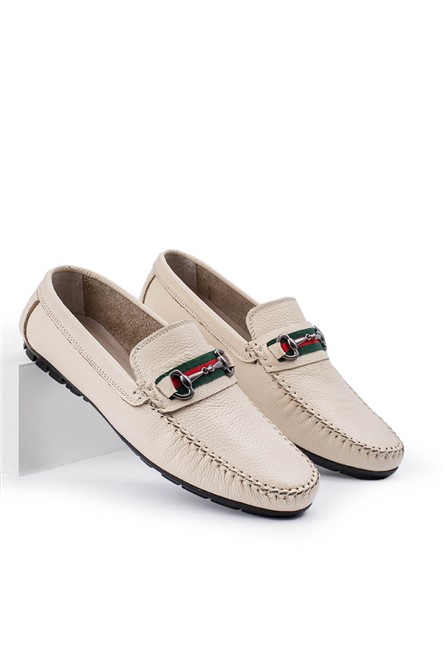 ALEXANDER GARCIA Men's genuine leather moccasins - Color Cream 20230321117