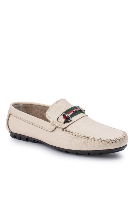 ALEXANDER GARCIA Men's genuine leather moccasins - Color Cream 20230321117