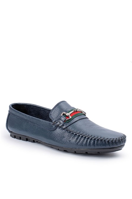 ALEXANDER GARCIA Men's Genuine Leather Moccasins - Dark Blue 20230321120