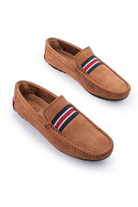 ALEXANDER GARCIA Men's Natural Suede Moccasins - Camel 20230321139