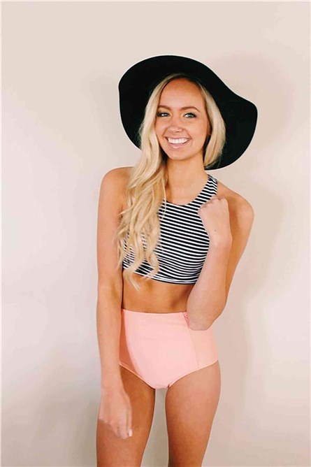 Swimsuit - Black and white and pink # 310031