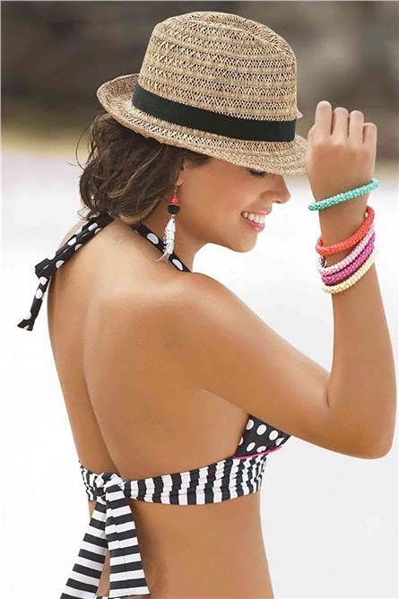 Swimsuit top - Black with white # 310017