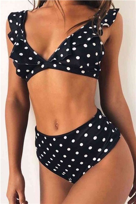 Dotted swimsuit - Black - White # 311087